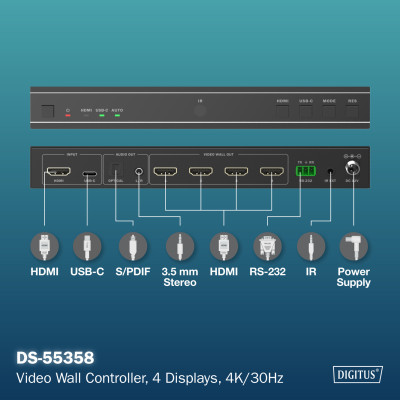 Digitus Контролер відеостіни 4K HDMI Video Wall 2x2 Digitus Контролер відеостіни 4K HDMI Video Wall 2x2