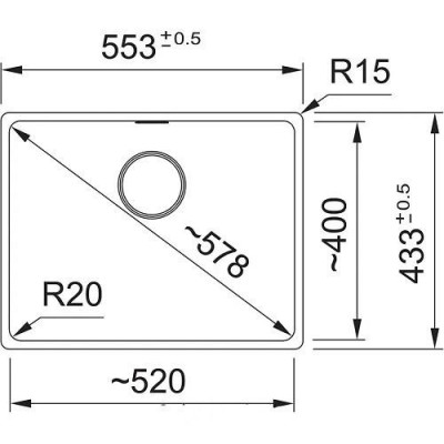 Franke Мийка кухонна Maris, фраграніт, прямокутник, без крила, 553х433х200мм