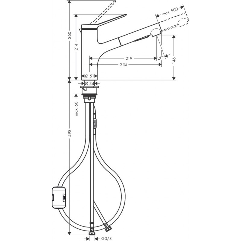 Hansgrohe Набір для кухні, гранітна мийка S520-F345 + зміш. Zesis M33, сірий камінь-сталь