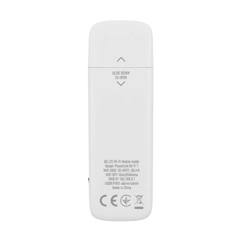 2E Мобільний маршрутизатор PowerLink (MiFi-1 2024) LTE, Wi-Fi4, 1xUSB, 1xCRC9 білий