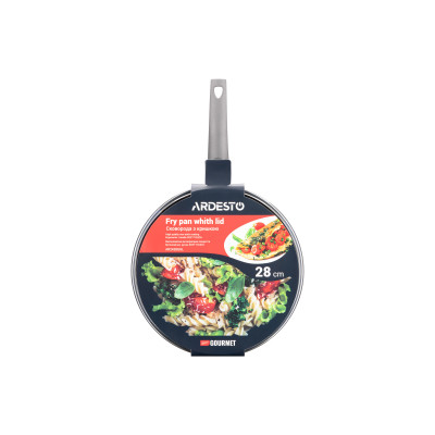 ARDESTO Сковорідка Gemini Gourmet з кришкою 28 см, сірий мармур, алюміній