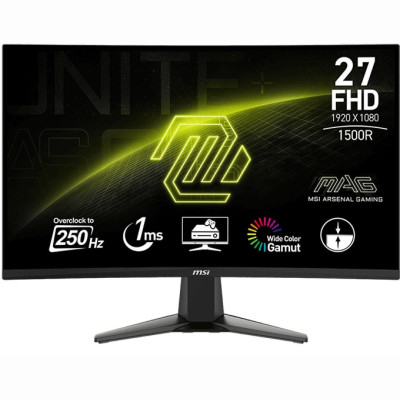 MSI Монітор 27" MAG 27C6X 2xHDMI, DP, USB-C, 2xUSB, Audio, VA, 250Hz, 1ms, sRGB 99%, CURVED, AdaptiveSync