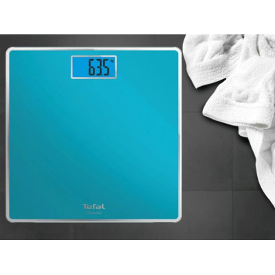 Tefal Ваги підлогові Classic, 160кг, AAAx2 в комплекті, скло, блакитний