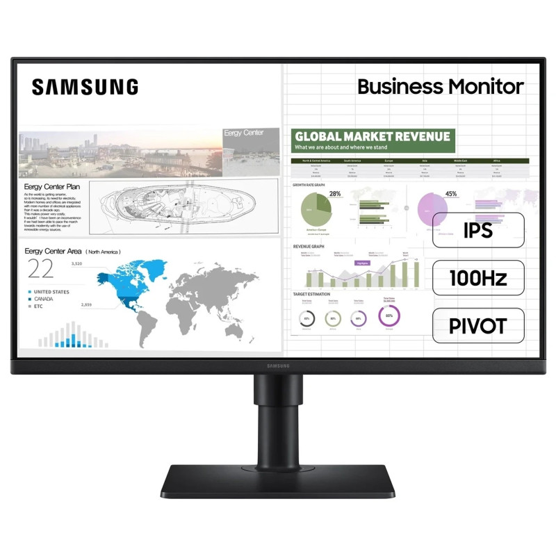 Samsung Монітор 23.8" S24D400 2*HDMI, DP, USB, IPS, 100Hz