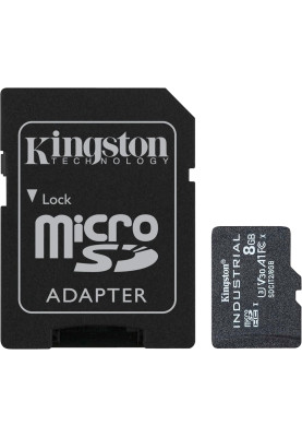 Kingston Карта пам'яті microSD 8GB C10 UHS-I U3 A2 V30 R100/W80MB/s + SD Industrial