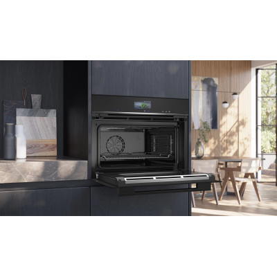 Siemens Духовий шафа електричний компактний, 47л, A+, дисплей, конвекція, чорний