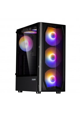 Zalman Корпус N4 REV.1, з БЖ ZM700-TXII, MidT, 1xUSB2.0, 2xUSB3.0, 3x140мм, 3x120мм RGB, скло (бічна панель), чорний