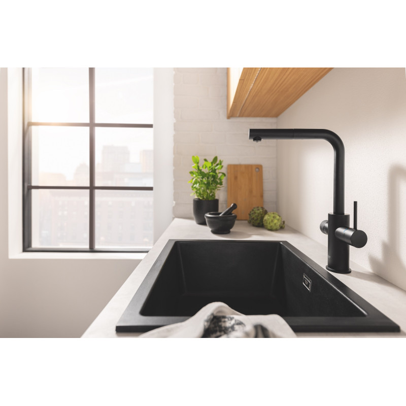 Grohe Змішувач для кухні Blue Pure Minta, довж.виливу - 223мм, поворотний/витяжний, 2 води, фантомний чорний
