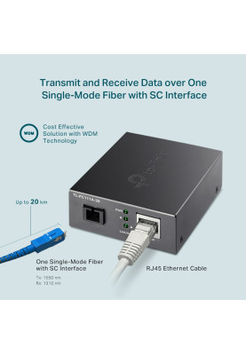 TP-Link Медіаконвертер FC111A-20 1xFE, 100Base-LX, SM, WDM, 20km, SC