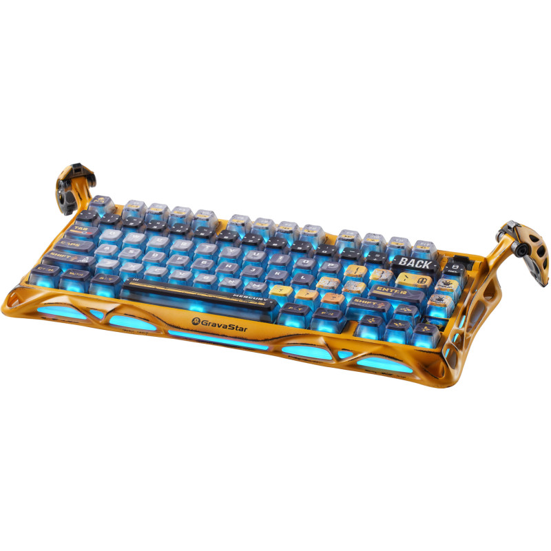 GravaStar x Kailh Speedy Клавіатура механічна Mercury K1 Pro 80keys, Mint, BT/WL/USB, жовтий