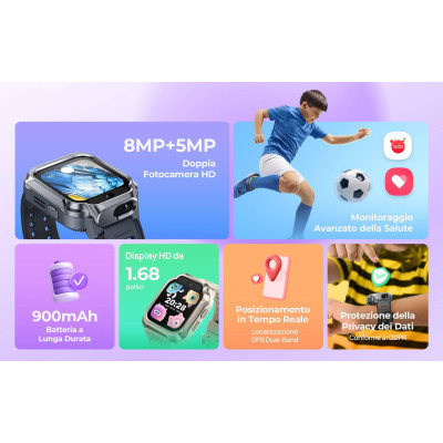 Mibro Дитячий годинник-телефон S1, 1.68", 360x390, GPS, 8MP+5MP, 900мА·год, 2АТM, пісочно-золотий