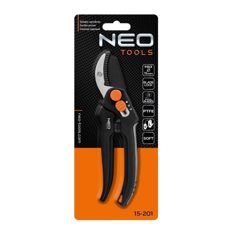 Neo Tools Секатор контактний, d різу 15мм, 185мм, 169г