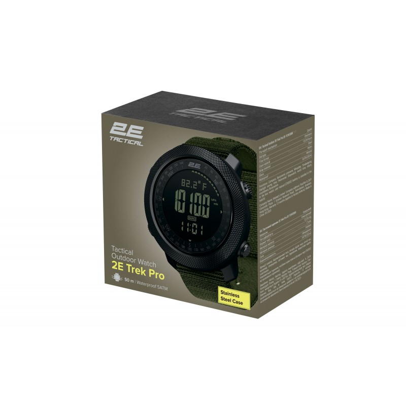 2E Tactical Тактичний годинник Trek Pro Black-Green з компасом, барометром та крокомір