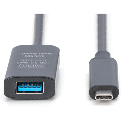 Digitus Подовжувач DIGITUS USB 3.2 Gen2 Active Cable 10G, C/M-A/F, 5м, чорний