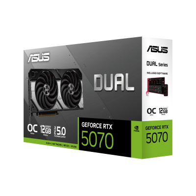ASUS Відеокарта GeForce RTX 5070 12GB GDDR7 OC DUAL-RTX5070-O12G