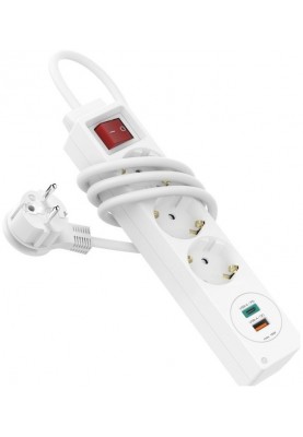 HAMA Мережевий подовжувач 3XSchuko 3G*1.5мм 1.4м USB-C/A, PD/QC White