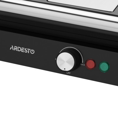 ARDESTO Гриль прижимний GH-1800MB, 1800Вт, розкриття на 180°, чорно-сріблястий