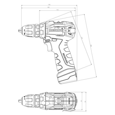 Metabo Шурпокрут-дриль POWERMAXX BS BL Q, акумуляторний, 2*12В, 2 Аг, кейс, 0.8кг