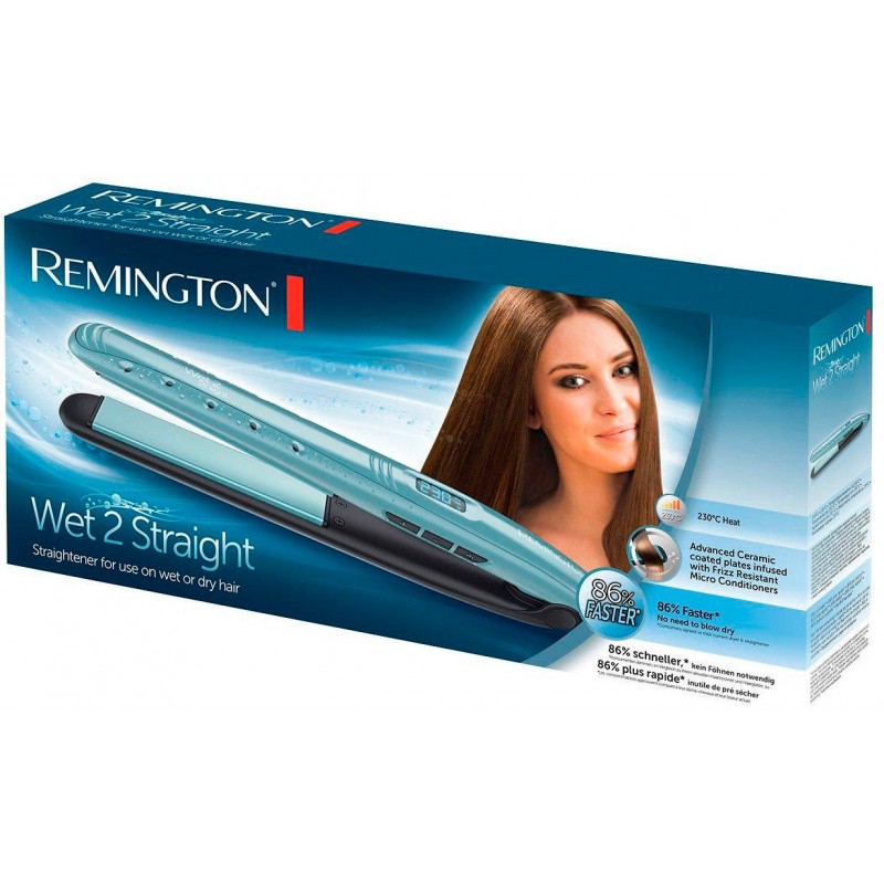 Remington Випрямляч Wet 2 Straight, 47Вт, темп.режимів-10, 140-230С, дисплей, кераміка, титан , бірюзовий
