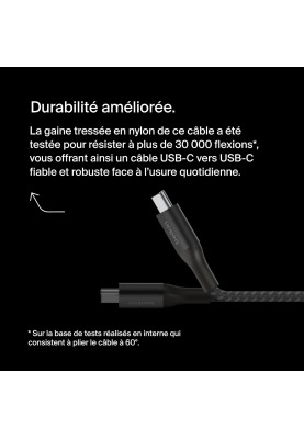 Belkin Кабель USB-C > USB-C заряджання/синхронізації 1м, 240Вт, Type-C, плетений, чорний