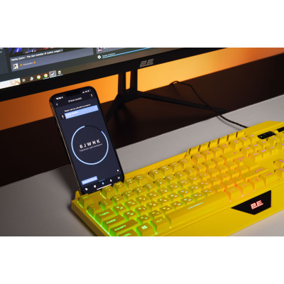 2E Gaming Клавіатура мембранна KG315 110key, USB-A, EN/UA, RGB, жовтий