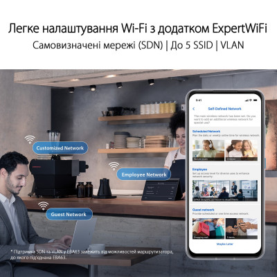 ASUS Точка доступу ExpertWIFI EBA63 AX3000, 1xGE LAN, PoE, MESH