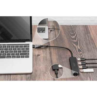 Digitus Хаб DIGITUS USB-A/C > 4хUSB-А, 0,2 м, активний (опція)