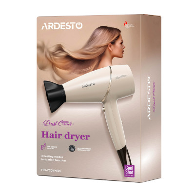 ARDESTO Фен Pearl Cream HD-Y701PERL, 1750-2100Вт, 3 швидкості, 3 темп.режими, бежевий ARDESTO Фен Pearl Cream HD-Y701PERL, 1750-2100Вт, 3 швидкості, 3 темп.режими, бежевий