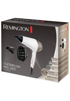 Remington Фен Thermacare Pro, 2200Вт, 3 режими, дифузор, іоніз-я, хол. обдув, турбо режим, біло-коричневий