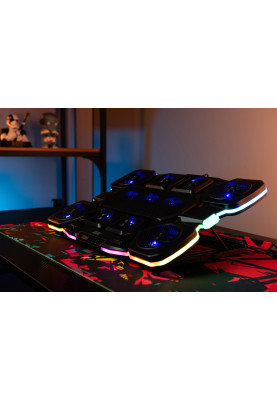 2E Gaming Підставка для ноутбука CPG-011, до 17.3", 1xUSB-A, 1xUSB-C, LCD, RGB, чорний