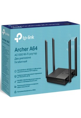 TP-Link Маршрутизатор ARCHER A64 AC1200 4xGE LAN 1xGE WAN MU-MIMO