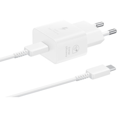 Samsung Зарядний пристрій мережевий 25Вт USB-С, кабель USB-C > USB-C, 1м, білий