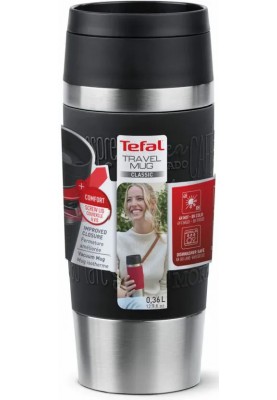 Tefal Термочашка Travel Mug Classic, 360мл, нержавіюча сталь, чорний