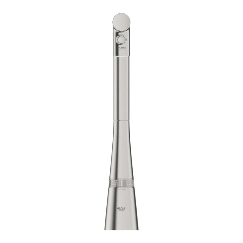 Grohe Змішувач для кухні Scala, довж.виливу - 200мм, поворотний, витяжний, вентиль + кнопка, супер сталь