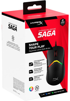 HyperX Миша Pulsefire SAGA, RGB, USB-A, чорний