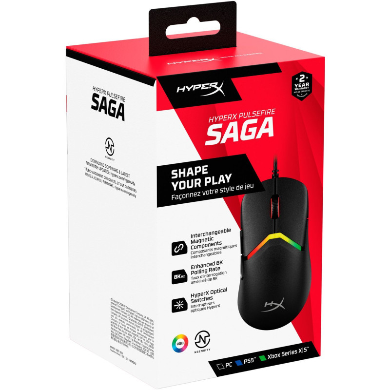 HyperX Миша Pulsefire SAGA, RGB, USB-A, чорний