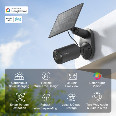 TP-Link Комплект розумної бездротової камери TAPO C411 KIT 2K та сонячної панелі