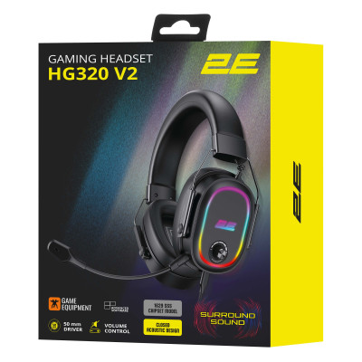 2E Gaming Гарнітура ігрова 2E GAMING HG320 V2, 7.1, USB-A, RGB, 2м, чорний 2E Gaming Гарнітура ігрова 2E GAMING HG320 V2, 7.1, USB-A, RGB, 2м, чорний
