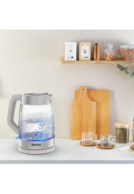 Tefal Електрочайник Glass Kettle 1.7л, скло, з підсвіткою, сріблясто-сірий