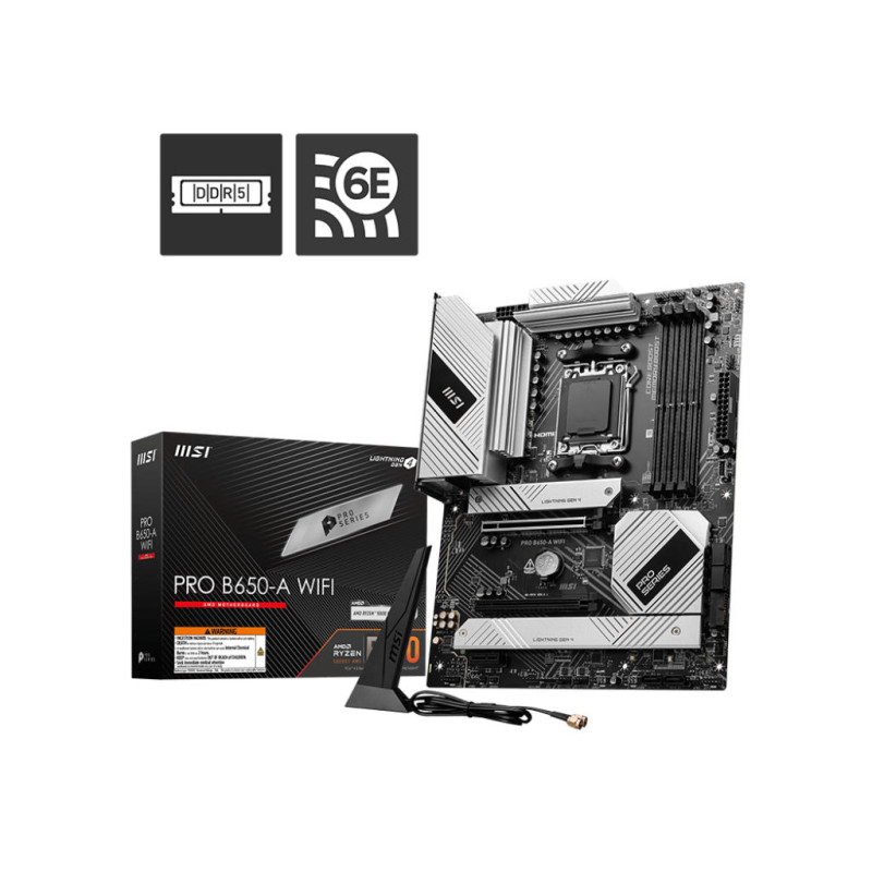 MSI Материнcька плата PRO B650-A WIFI sAM5 B650 4xDDR5 M.2 HDMI DP WiFi BT ATX