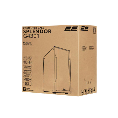 2E Gaming Корпус Splendor G4301 без БЖ 2xUSB3.0, 1xUSBType-C, 4x120мм ARGB, VGA 415мм, LCS ready, контролер з пультом, TG Side Panel, EATX, чорний