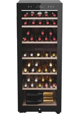 Haier Холодильник Haier для вина, 127x49.7х58.5, мороз.відд.-190л, зон - 2, бут-77, ST, дисплей, чорний