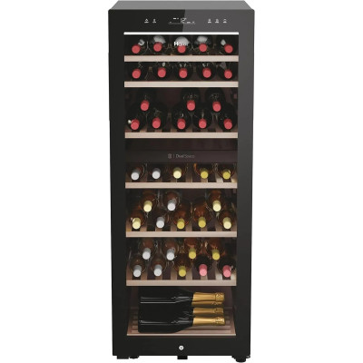 Haier Холодильник Haier для вина, 127x49.7х58.5, мороз.відд.-190л, зон - 2, бут-77, ST, дисплей, чорний