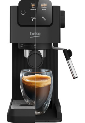 Beko Кофеварка Beko ріжкова 1.1л, мелена, ручний капучинатор, підігрів чашок, авторецептів - 2, дисплей, чорний