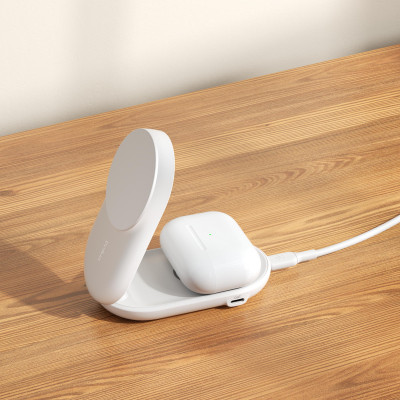 Belkin Зарядне бездротовий пристрій Belkin UltraCharge 2-in-1 Foldable Magnetic Charging 25Вт, білий Belkin Зарядне бездротовий пристрій Belkin UltraCharge 2-in-1 Foldable Magnetic Charging 25Вт, білий