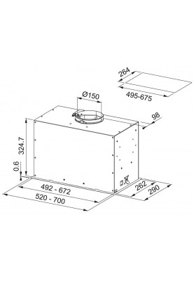 Franke Витяжка вбудовувана Box Flush EVO, 52см, 1035м3г, FBFE BK MATT A52, чорний матовий