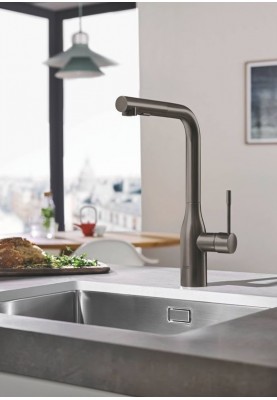 Grohe Змішувач для кухні Essence, довж.виливу - 204мм, поворотний/витяжний, 1важіль, матовий графіт