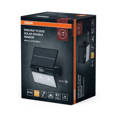 Osram Світильник автономний OSRAM ENDURA STYLE SOLAR DOUBLE 2.9Вт 3000К 380Лм IP44 чорний Osram Світильник автономний OSRAM ENDURA STYLE SOLAR DOUBLE 2.9Вт 3000К 380Лм IP44 чорний