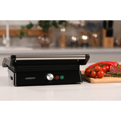 ARDESTO Гриль прижимний GH-1800MB, 1800Вт, розкриття на 180°, чорно-сріблястий