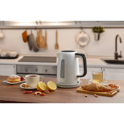 Gorenje Електрочайник 1.7л, Strix контроль, пластик, білий